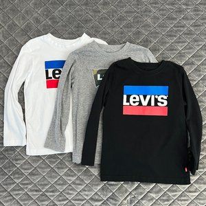 3 pcs Levi's Boy's Long Sleeve T-Shirt, Size 5/6